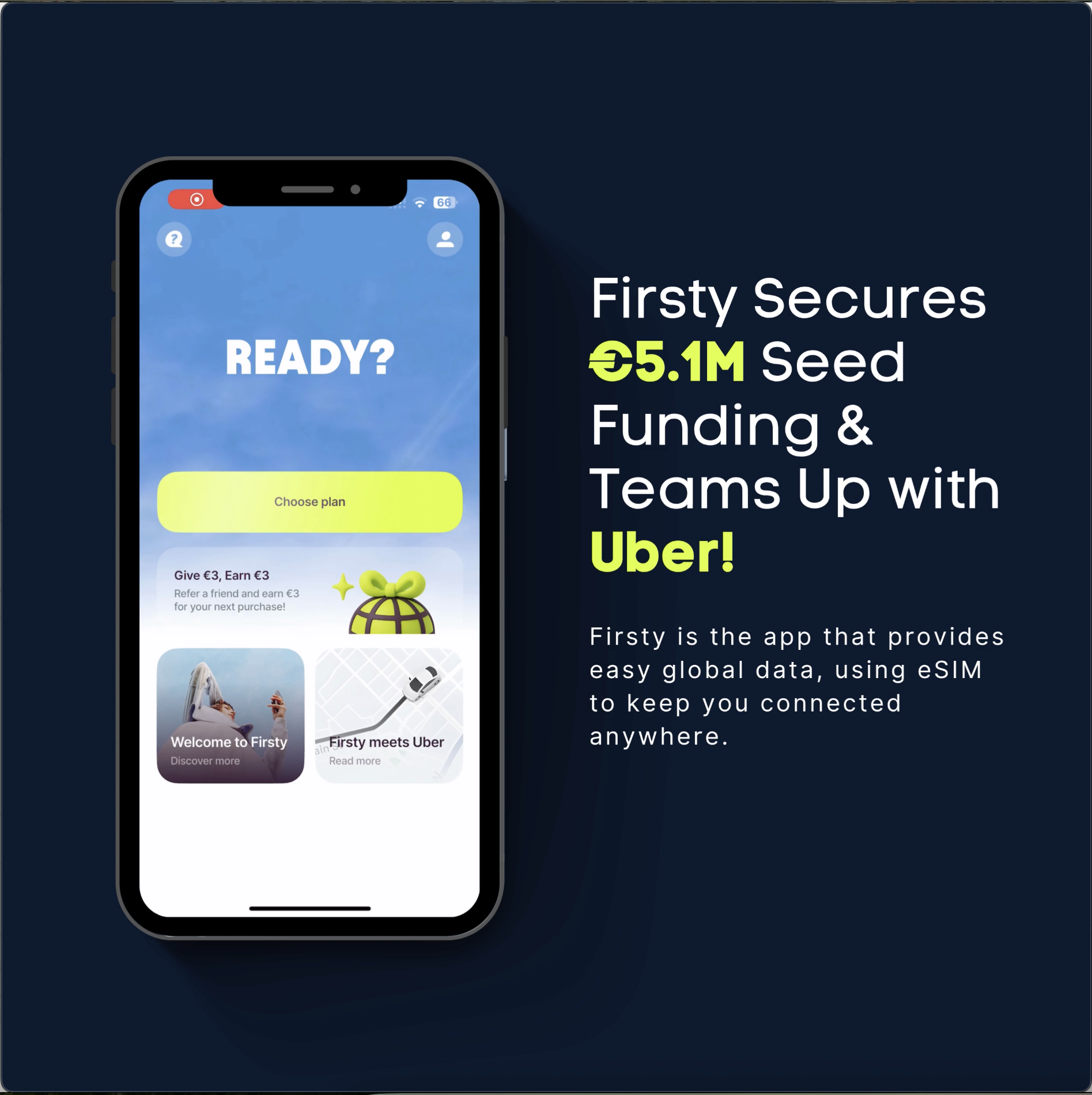 Firsty App UI — travel eSIM mobile interface